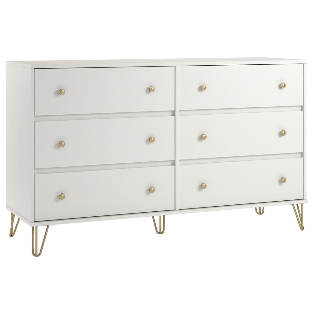 DHP Finley 6 Drawer Dresser in White Stipple, , large