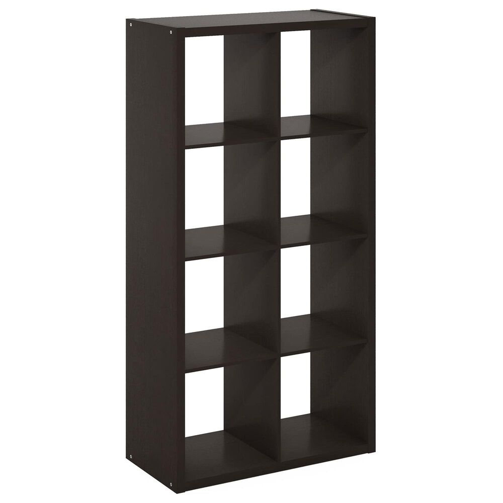 HOMLUX 8-Cube Reversible Open Back Bookshelf in Dark Oak, , large