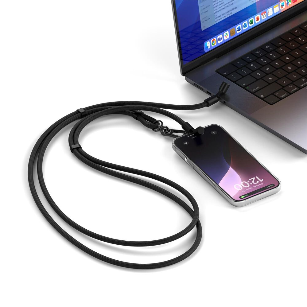 Satechi Onthego Crossbody USB-C Lanyard Cable in Black, , large