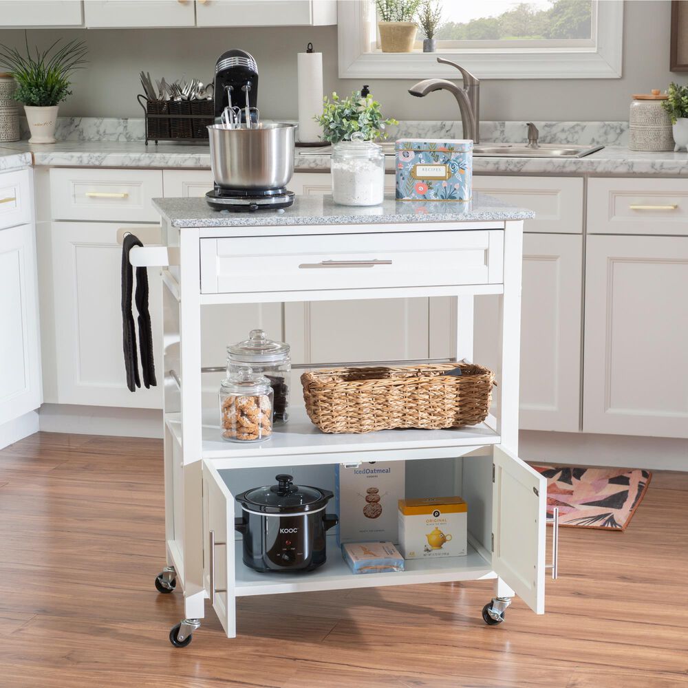Linon Home Decor Cameron Kitchen Cart in White and Grey, , large