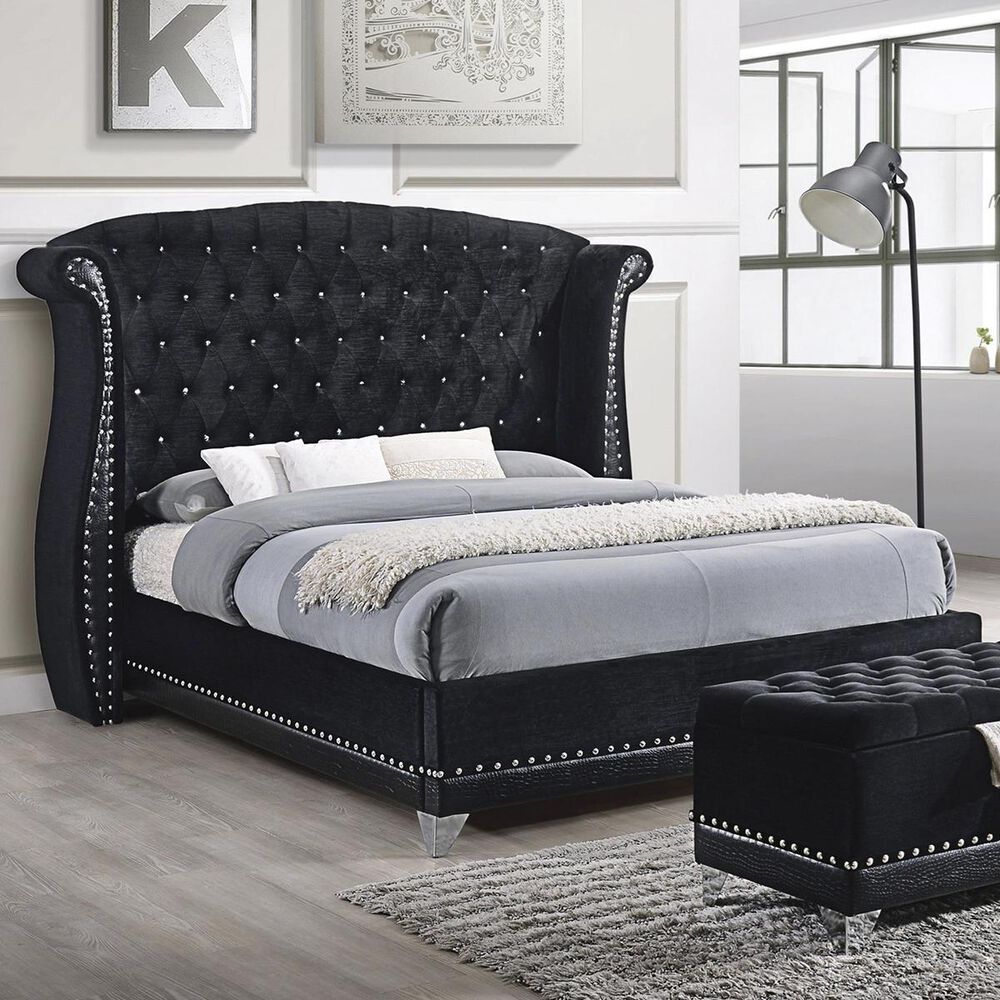 Pacific Landing Barzini Queen Bed in Black/Chrome, , large