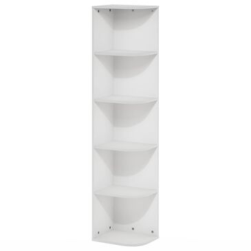 HOMLUX 5-Tier Corner Open Shelf Bookcase in White, , large