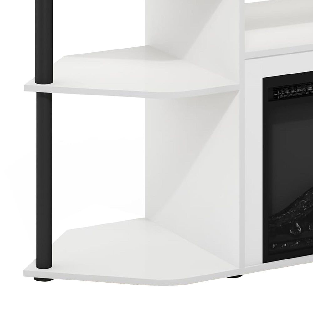 HOMLUX 47" Corner TV Stand with Electric Fireplace in White and Black, , large