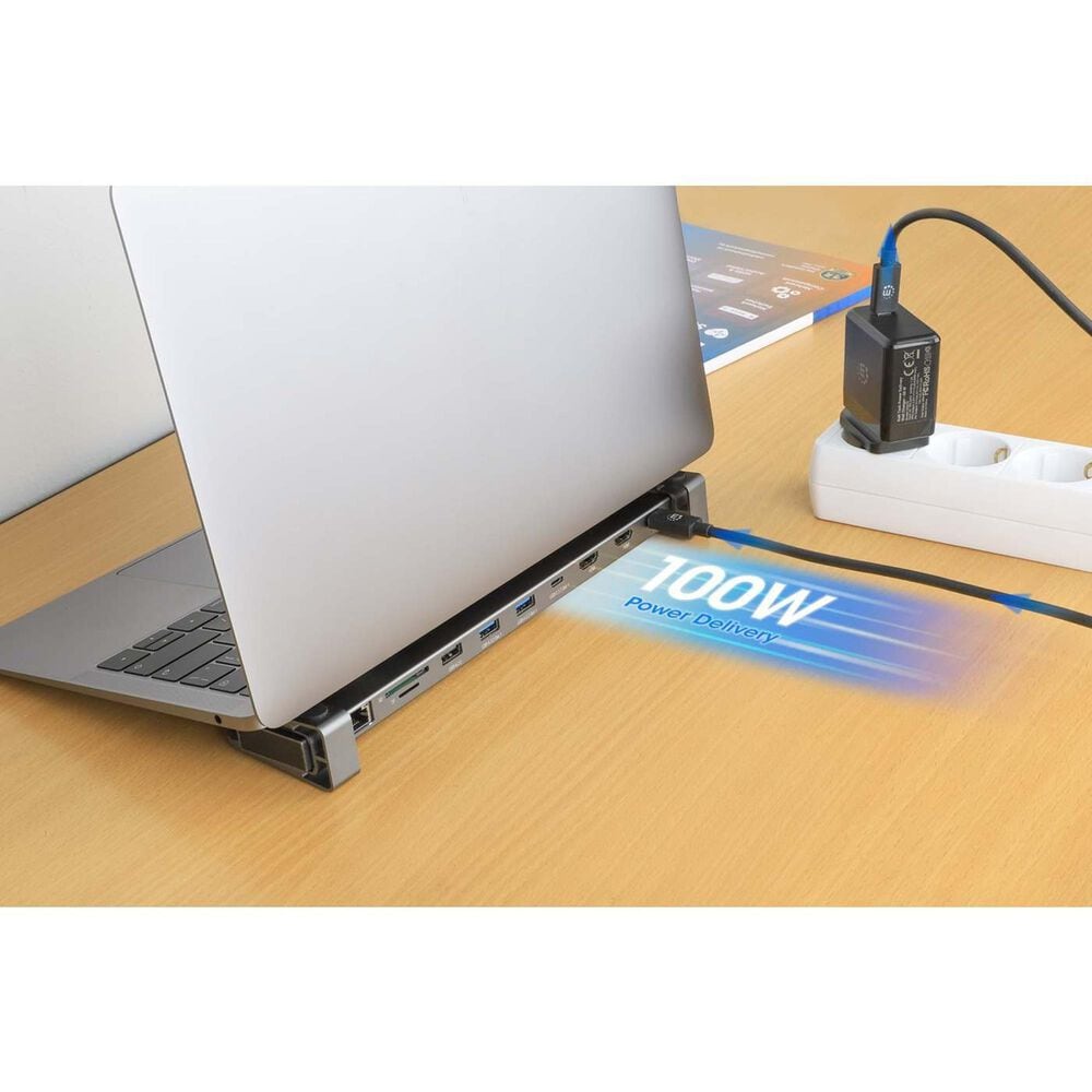 Manhattan USB-C PD 10-in-1 Dual-HDMI Monitor Docking Station /Multiport Hub in Silver, , large