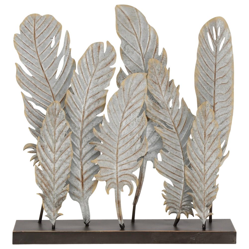 Maple and Jade 21" x 20" Feather Decor in Grey, , large