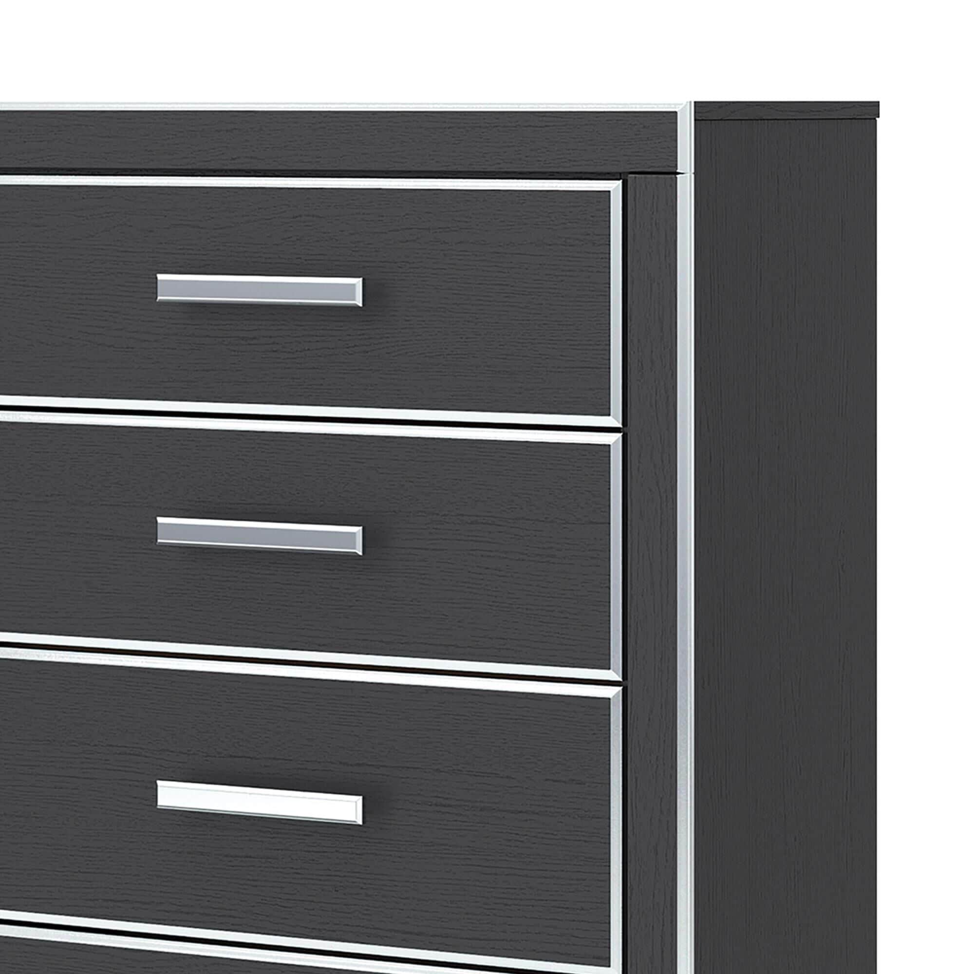 Ashley Zuraleus 6-Drawer Chest in Matte Black and Chrome
