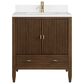 James Martin Myrrin 30" Single Bathroom Vanity in Mid-Century Walnut with Single Hole 3 cm White Zeus Silestone Top and Rectangular Sink, , large