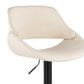 LumiSource Fabrico Swivel Adjustable Bar Stool with Cream Faux Leather Upholstery and Rounded T Footrest in Black (Set of 2), , large