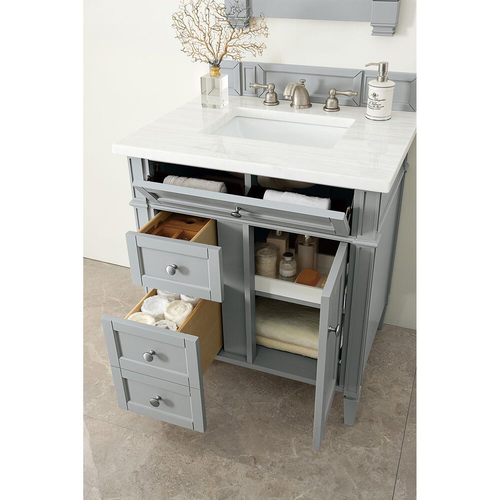 James Martin Vanities Brittany 30&quot; Single Bathroom Vanity in Urban Gray with 3 cm Arctic Fall Solid Surface Top and Rectangle Sink, , large