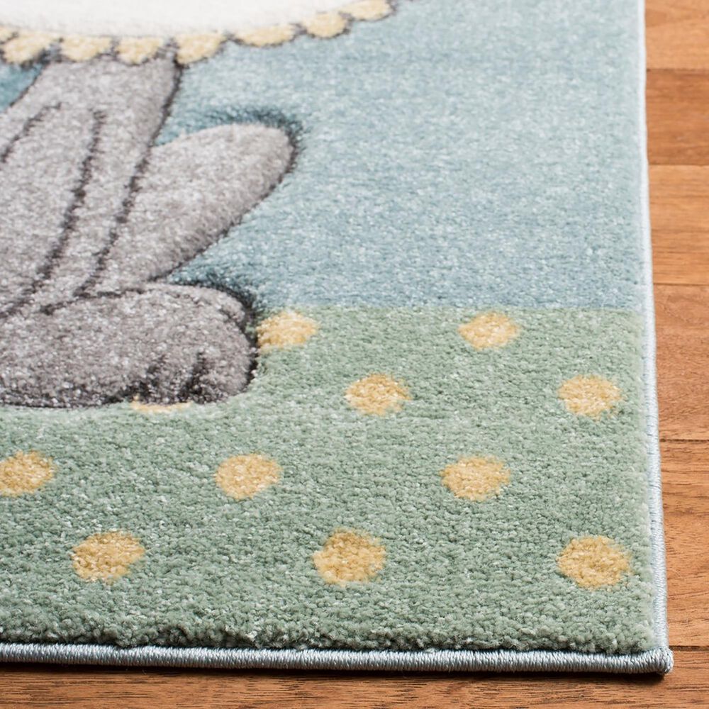Safavieh Carousel Animals 4&#39; Square Ivory and Blue Kids  Area Rug, , large
