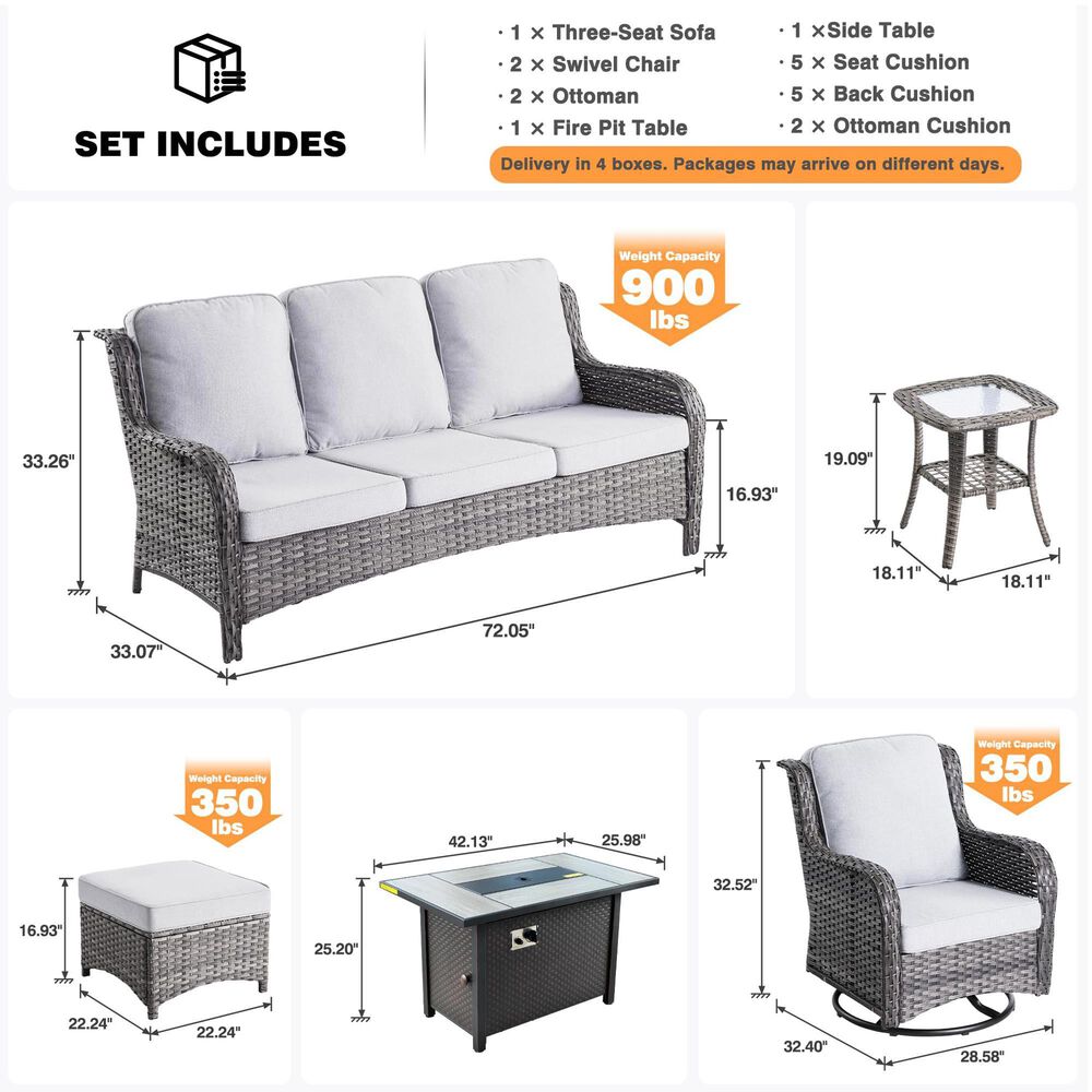 HOMLUX 7-Piece Patio Set in Gray, , large