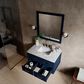 Lexora Home Castor 36" Single Bathroom Vanity in Blue with 2 cm White Carrara Marble Top and Rectangular Sink, , large