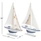 Maple and Jade Sail Boat Decorative Sculpture in Distressed White, Blue, Yellow and Red (Set of 2), , large