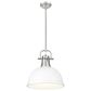 Golden Lighting Duncan 1-Light Pendant with Rod and Matte White Shade in Pewter, , large