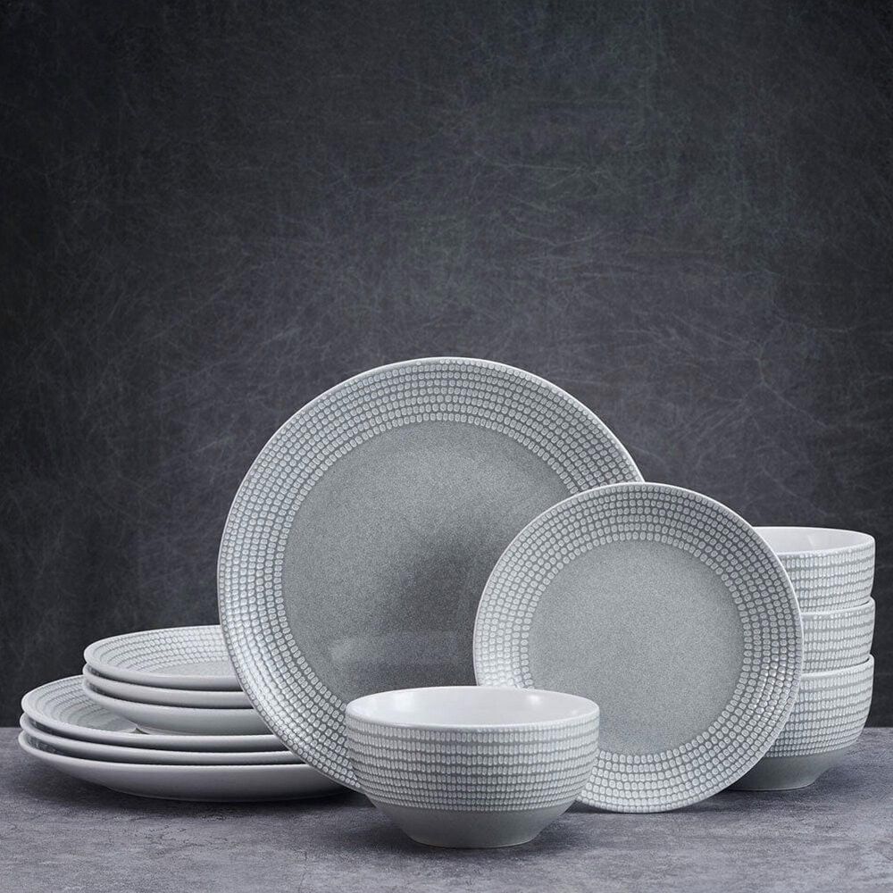 Lifetime Brands Felicity 12-Piece Dinnerware Set in Gray, , large