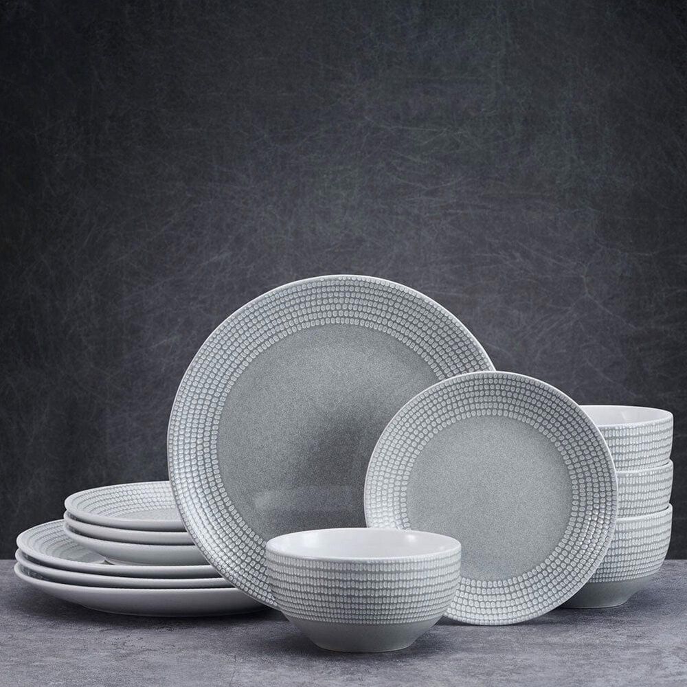 Lifetime Brands Felicity 12-Piece Dinnerware Set in Gray