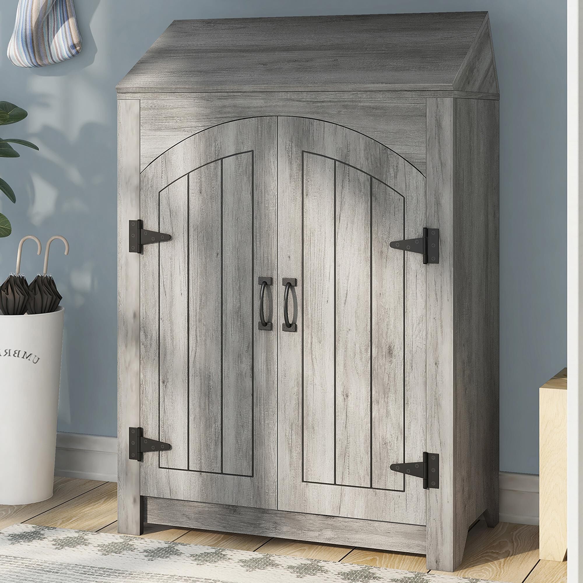 Grey oak shoe cabinet discount
