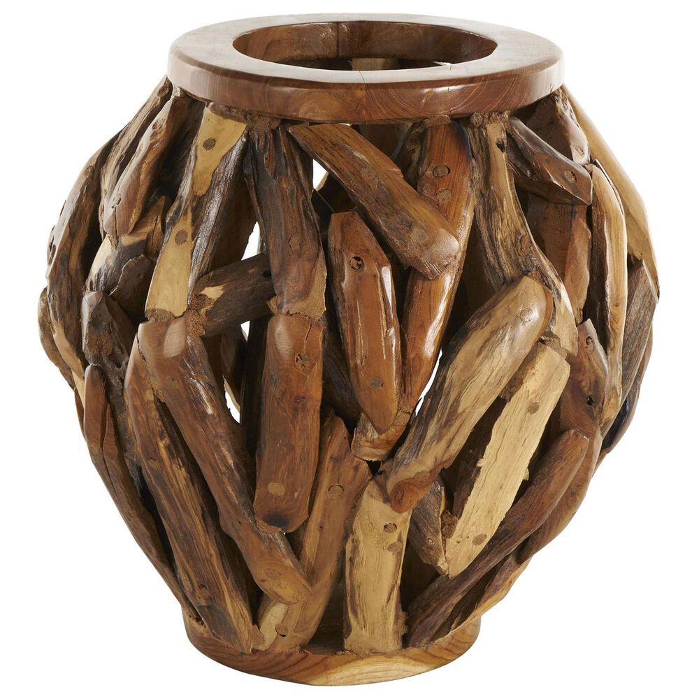 Maple and Jade 15&quot; Live Edge Tree Branch Pot Decorative Vase in Brown, , large