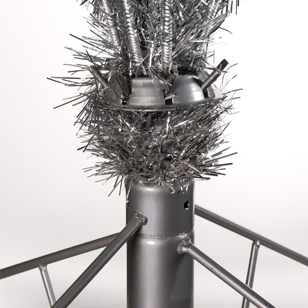The Gerson Company 7.5&#39; Pre-Lit Tinsel Artificial Christmas Tree in Silver, , large