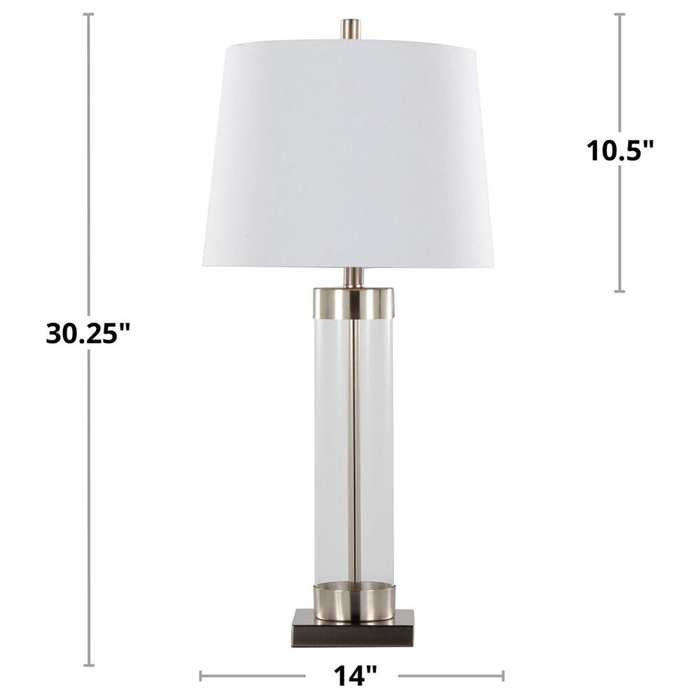 LumiSource Glacier Glass Table Lamp in Clear and Brushed Nickel (Set of 2), , large