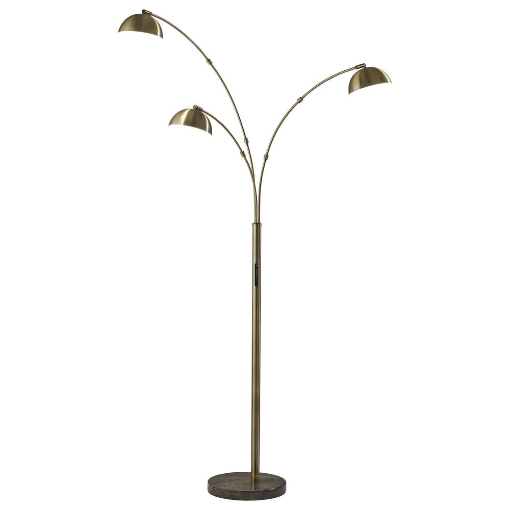 37B Bolton LED 3-Arm Arc Lamp with Smart Switch in Antique Brass and Brown, , large
