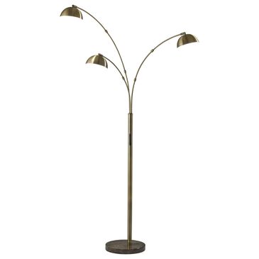 37B Bolton LED 3-Arm Arc Lamp with Smart Switch in Antique Brass and Brown, , large