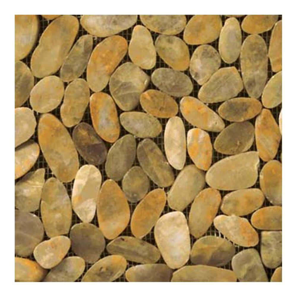Emser Rivera Flat Gold 12" x 12" Natural Stone Mosaic Sheet, , large