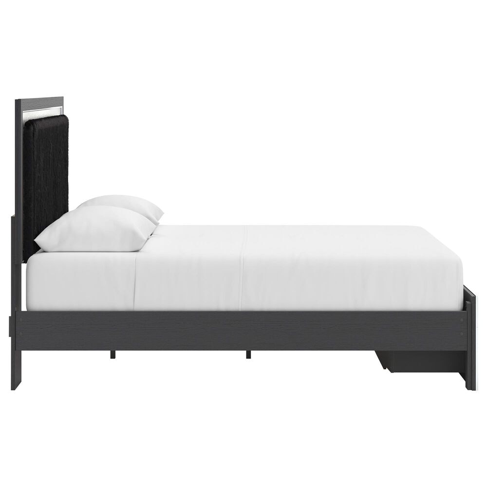 Ashley Zuraleus Queen Upholstered Panel Storage Bed with Two Nightstands in Matte Black, , large