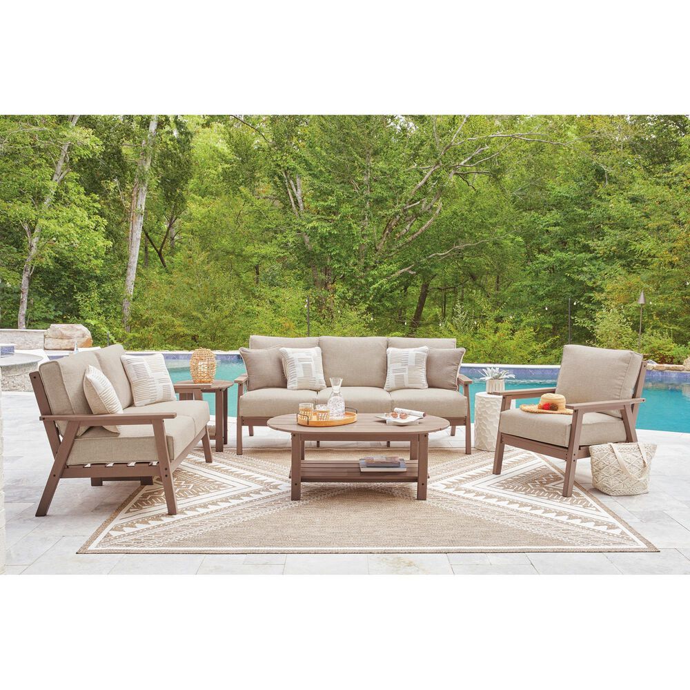 Ashley Grover Beach Outdoor Sofa with Cushion in Driftwood, , large