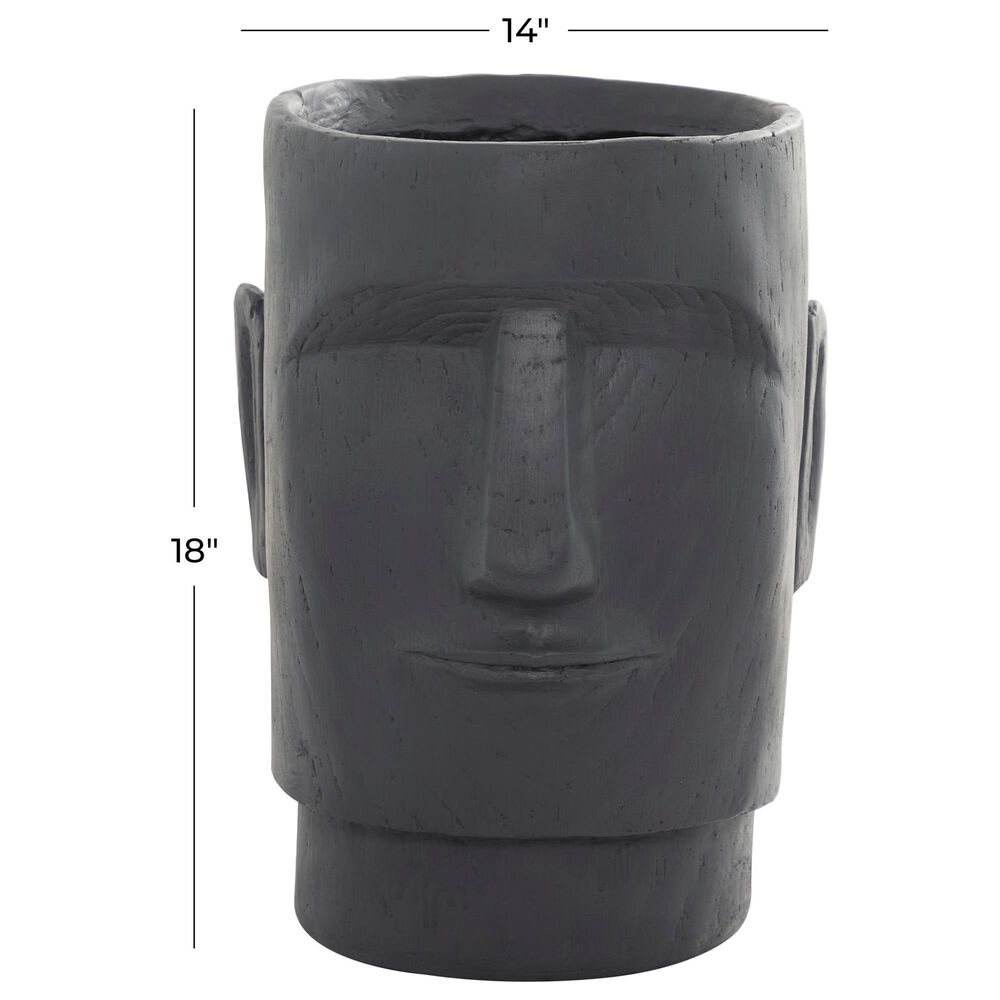 Maple and Jade Face Easter Island Planter in Dark Gray, , large