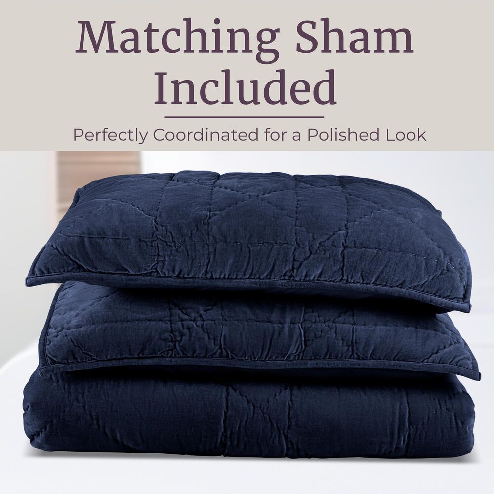 Timberlake 2-Piece Velvet Twin Quilt Set in Navy, , large