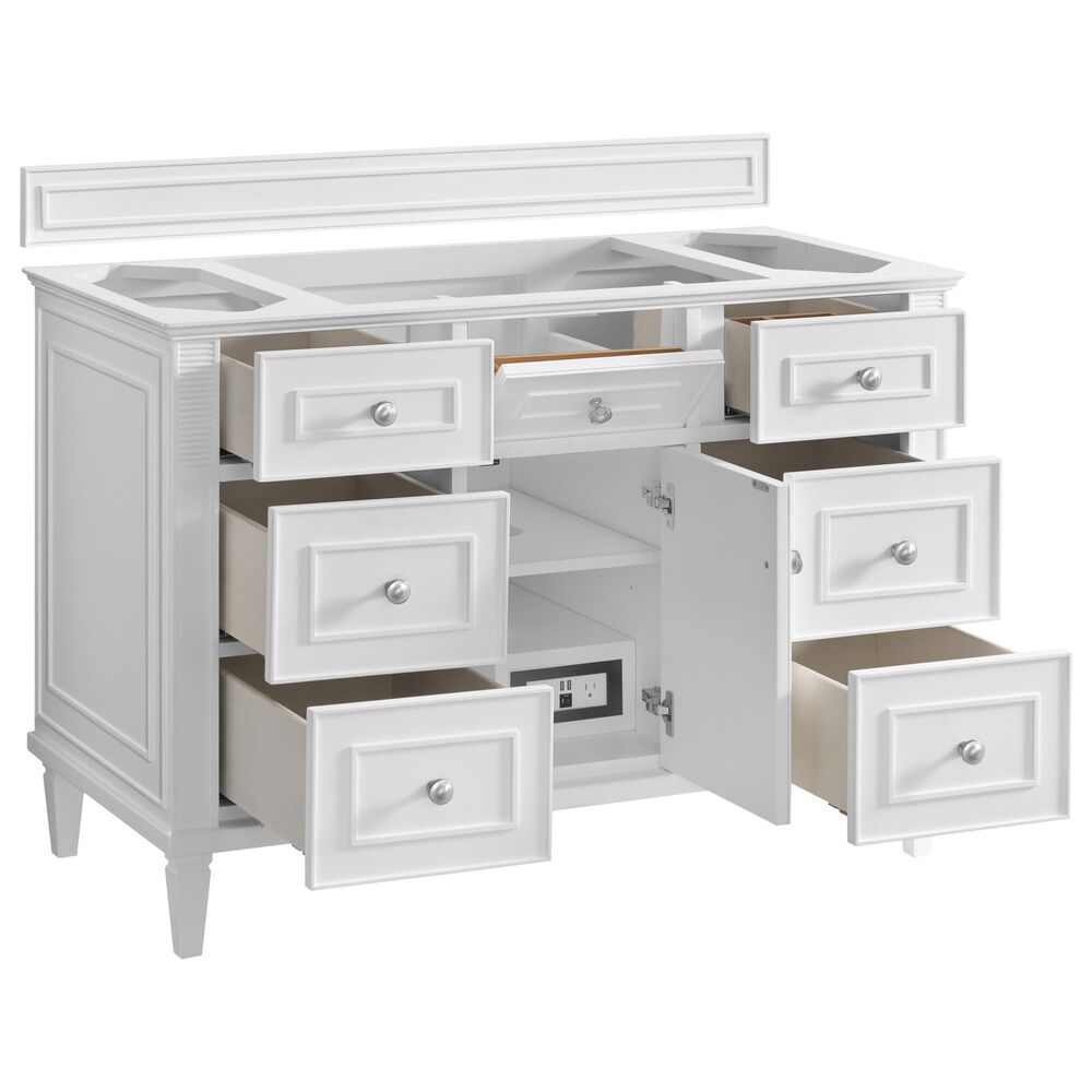 James Martin Vanities Lorelai 48&quot; Single Vanity in Bright White with 3 cm Carrara White Marble Top, , large
