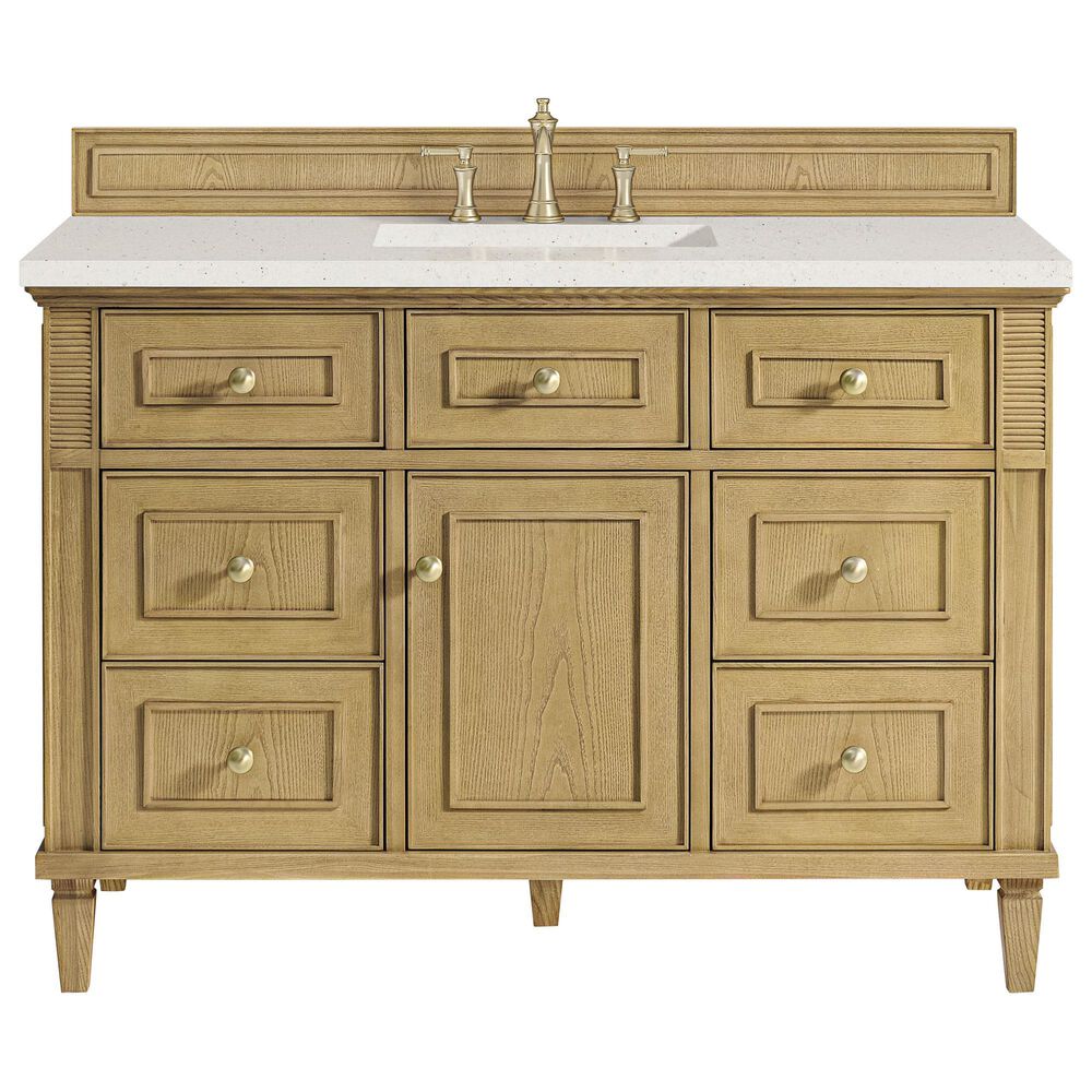 James Martin Vanities Lorelai 48&quot; Single Vanity in Light Natural Oak with 3 cm Lime Delight Quartz Top, , large