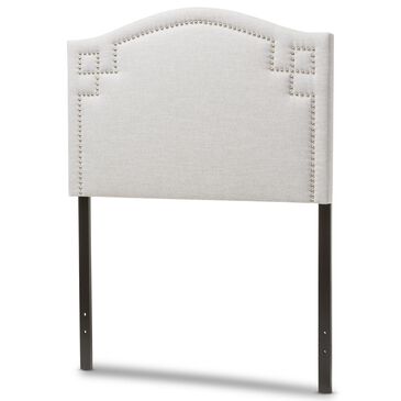 Baxton Studio Aubrey Twin Upholstered Panel Headboard in Greyish Beige, , large