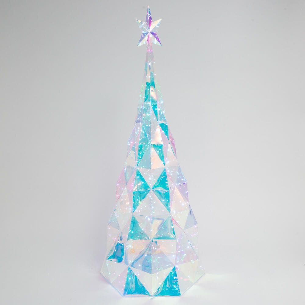 The Gerson Company USB Electric RGB Lighted Holographic Holiday Tree in White, , large
