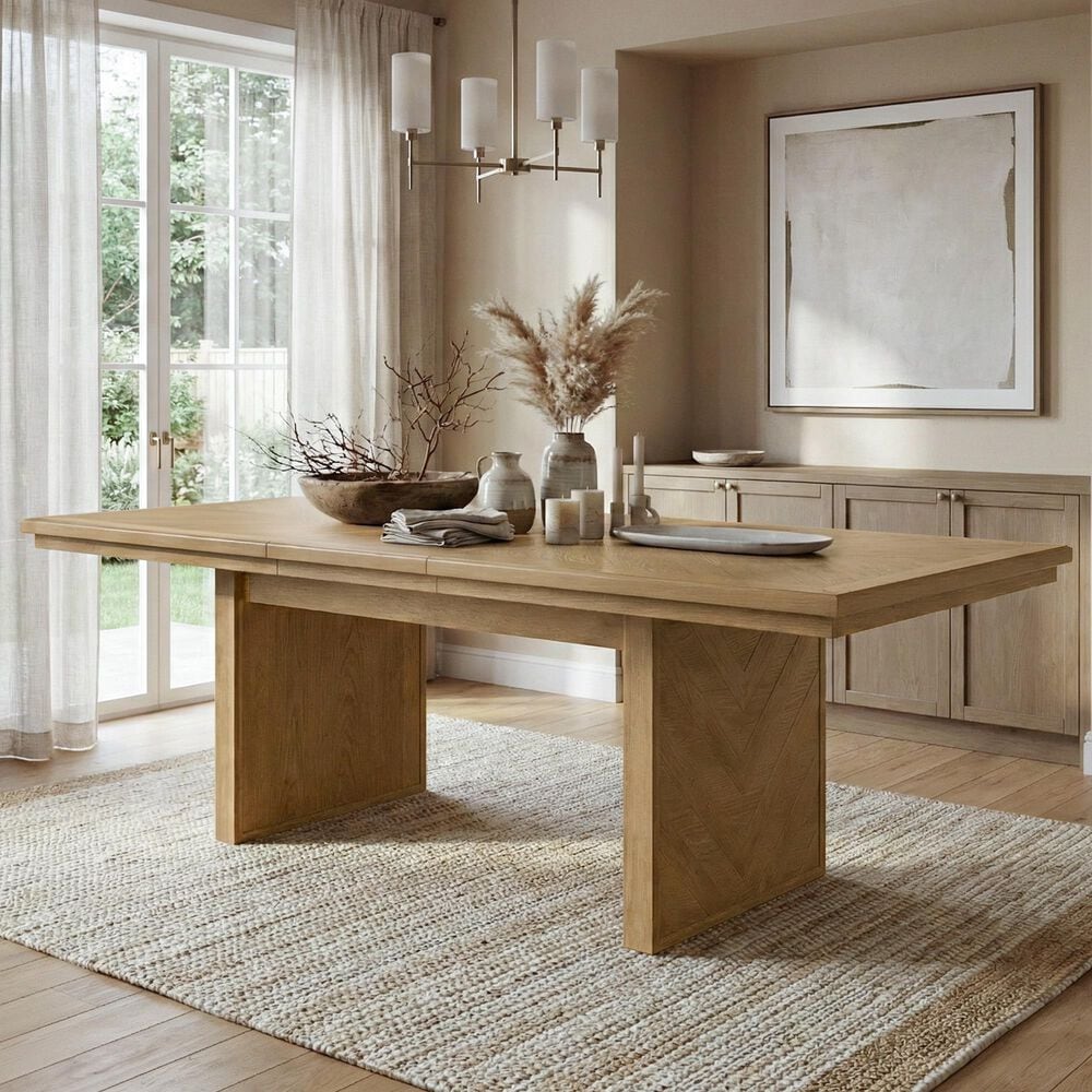 Furniture of America Virex Rectangle Extendable Dining Table in Natural, , large