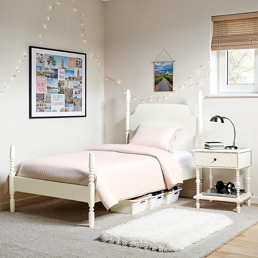 Walker Edison Vivienne Twin Platform Bed in White, , large