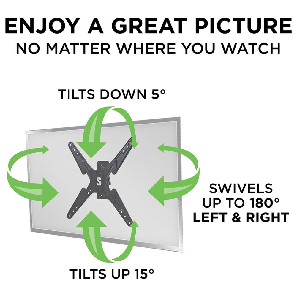 Secura Full Motion Wall Mount for 26&quot; - 55&quot; Flat-Panel TVs in Black, , large