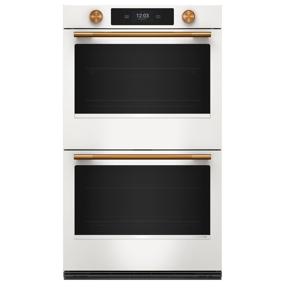 KitchenAid 30" Smart Double Wall Oven with Assisted Cook Cycles in Porcelain White, , large