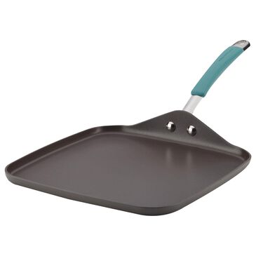 Rachael Ray Shallow 11" Square Griddle in Gray and Agave Blue, , large