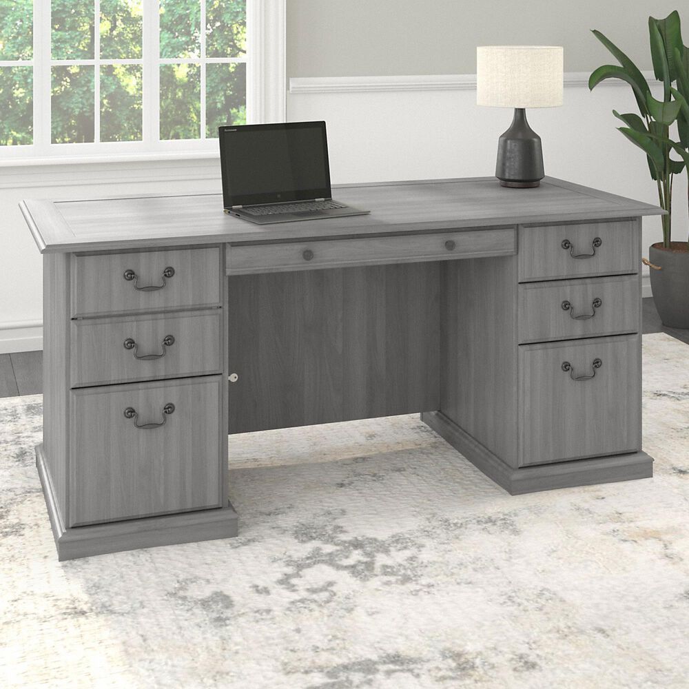 Bush Saratoga Executive Desk in Modern Gray Nebraska Furniture Mart