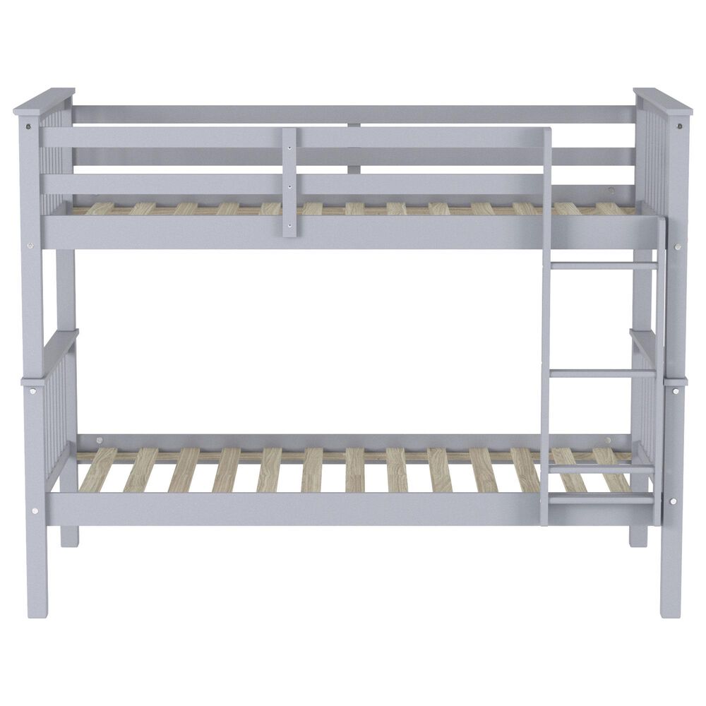 Walker Edison Mission Style Twin Over Twin Bunk Bed in Gray NFM