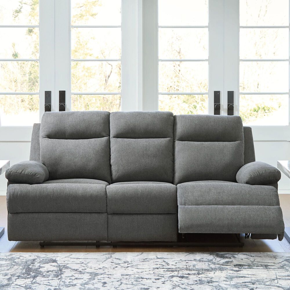 Ashley Side-Swipe Manual Reclining Sofa in Charcoal, , large