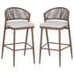 Hearth and Haven 30" Outdoor Barstool with Teak Frame in Light Gray (Set of 2), , large