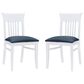 Linon Home Decor Jenny Side Chair with Navy Blue Faux Leather Cushion Seat in White (Set of 2), , large
