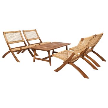 Safavieh Matteo 5-Piece Patio Coffee Set in Natural and Light Brown, , large