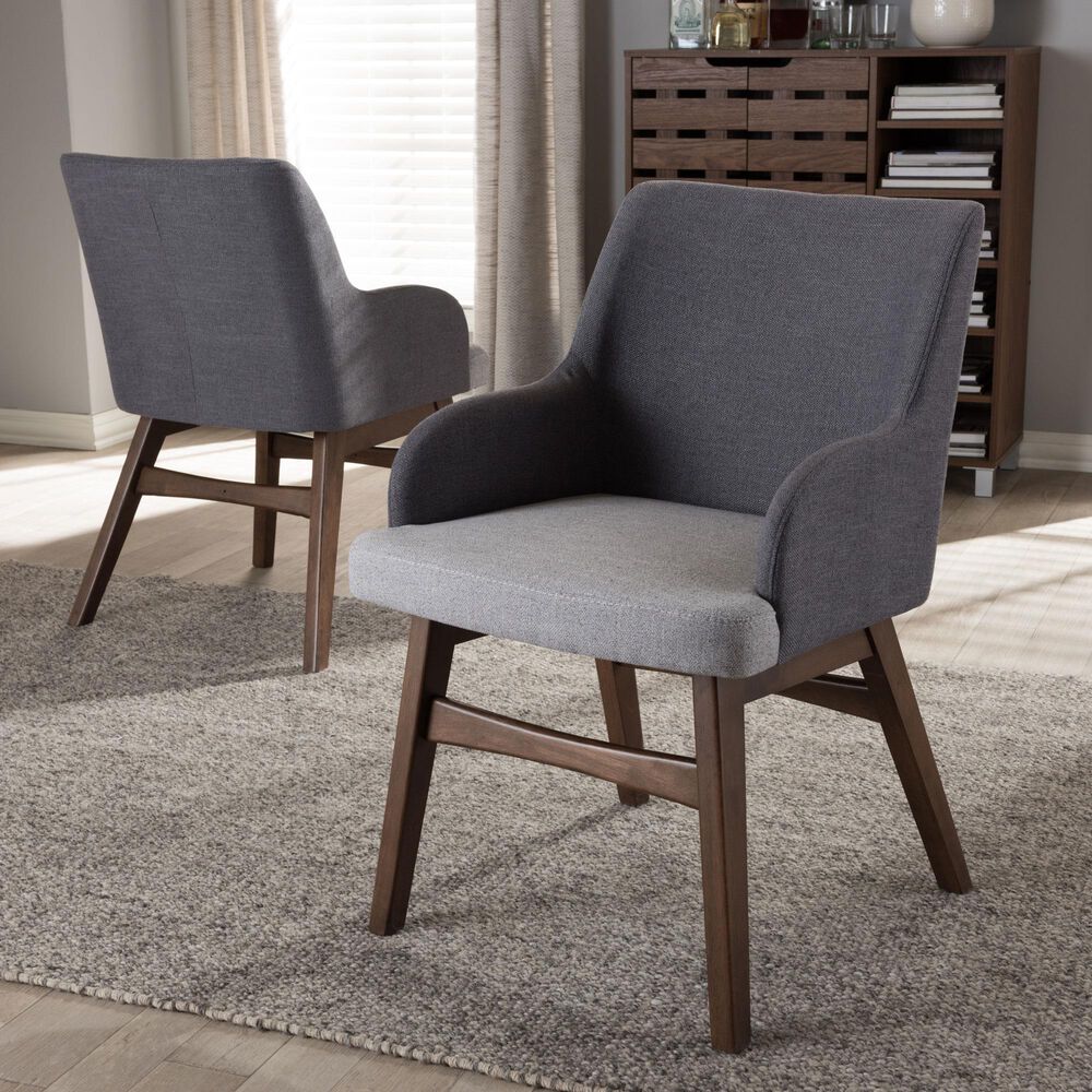 Baxton Studio Monte Arm Chair in Dark Walnut (Set of 2), , large
