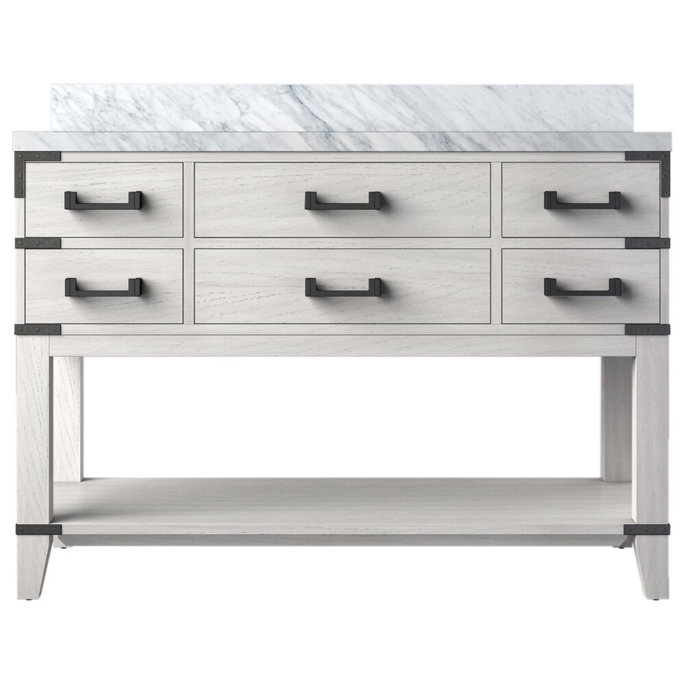Lexora Home Norwalk 48&quot; Single Bathroom Vanity in White Oak with White Carrara Marble Top  and Rectangle Sink, , large