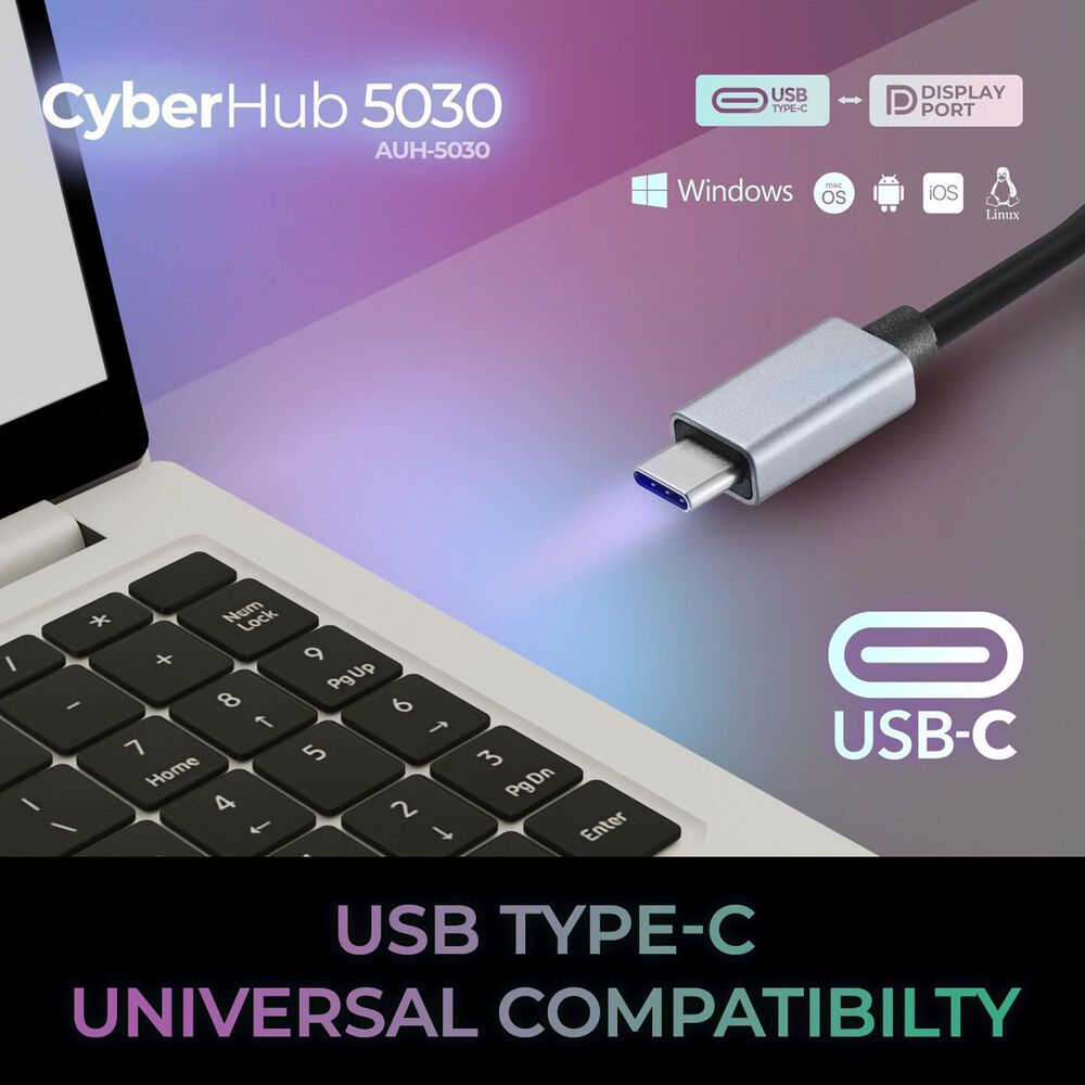 Adesso USB C to Display Port Adapter in Silver, , large