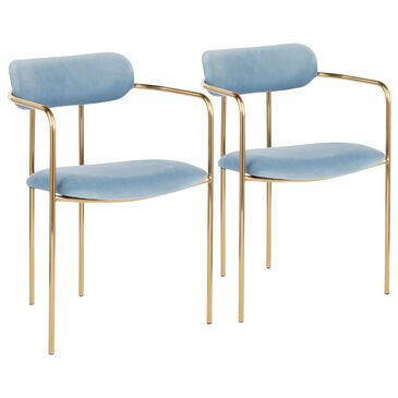 Lumisource Demi Dining Chair in Light Blue/Gold (Set of 2), , large